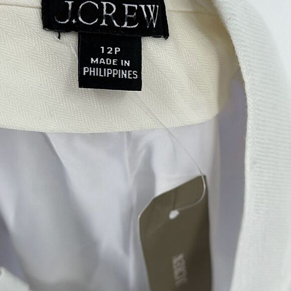 NWT J. Crew Womens White Relaxed Stretch Linen Blend Sydney Pant Size P12 - Picture 3 of 11